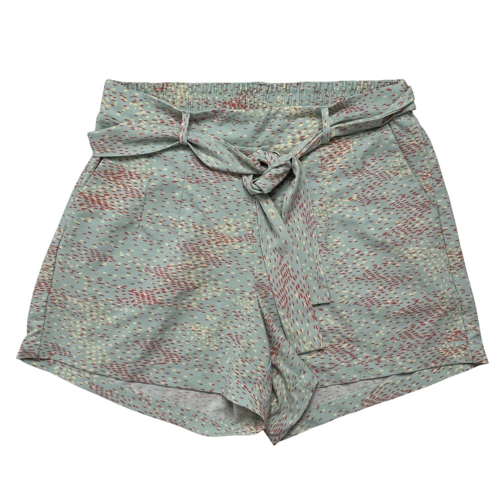 TORRID Paper Bag Tie Pull On Crepe 5" Shorts Size 12 (0) Blue Pink White Dots